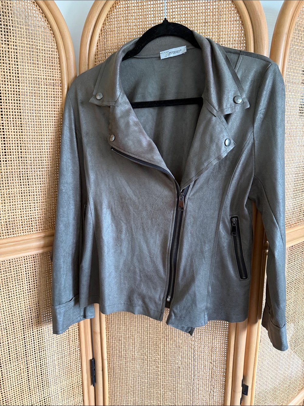 Olive Green  suede Moto Jacket
